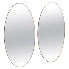 Pair of Oversize Oval Wall Mirrors, Italy, Late 1960s