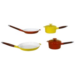 6 Pc Midcentury Danish Modern Batterie de cuisine en fonte émaillée Michael Lax for Copco