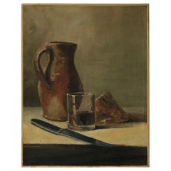 Antique Still Life with Wine and Cheese