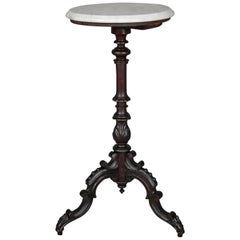 Antique Renaissance Revival Carved Walnut and Marble Plant Stand, circa 1890