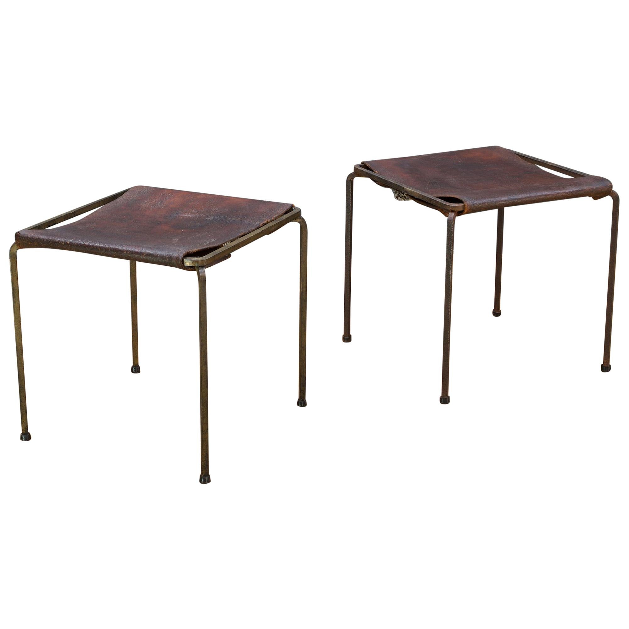 Leather Stools by Allan Gould for Reilly-Wolff Associates MoMA Good Design, Pair