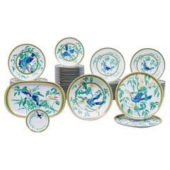 Vintage Hermes "Toucan" Porcelain Dinnerware Service 67 Pieces