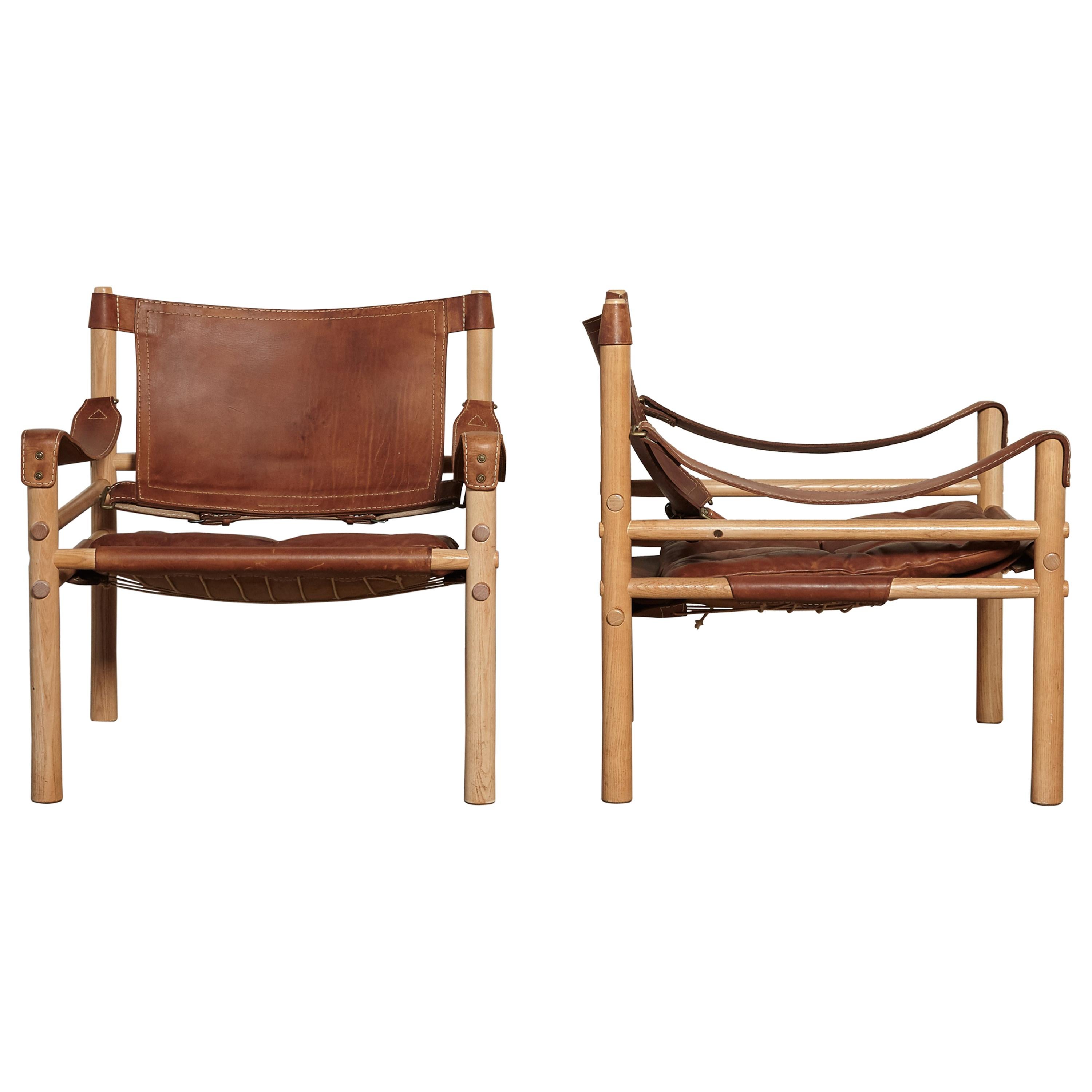Pair of Arne Norell Sirocco Safari Chairs, Norell Mobel, Sweden, 1970s