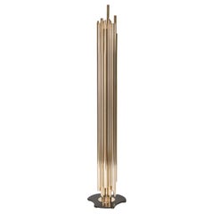 Brubeck Floor Lamp in Silver with White Shades by DelightFULL