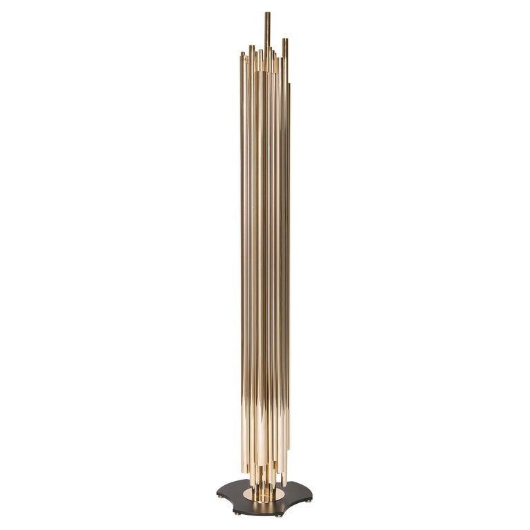 Brubeck Floor Lamp in Silver with White Shades by DelightFULL For Sale