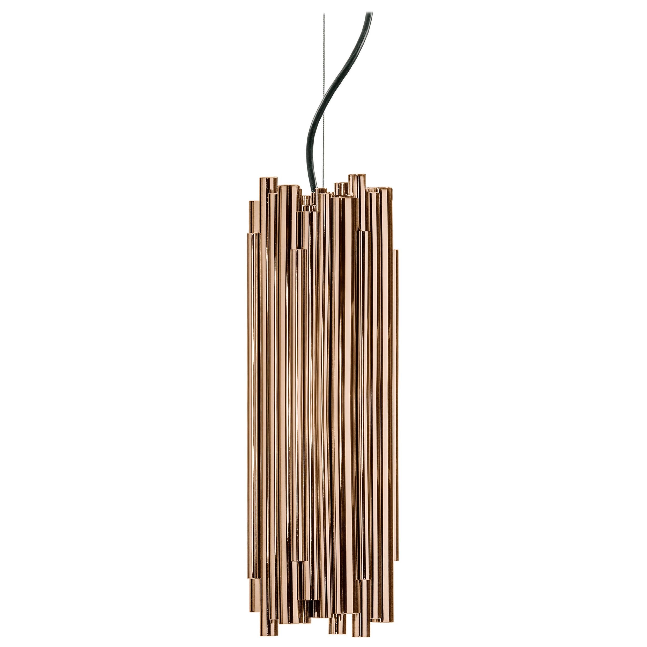 Brubeck Pendant Lamp in Brass with Gold-Plated Finish by DelightFULL For Sale