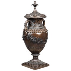 Amphora in Patinated Bronze, 20th Century, Lost Wax Casting