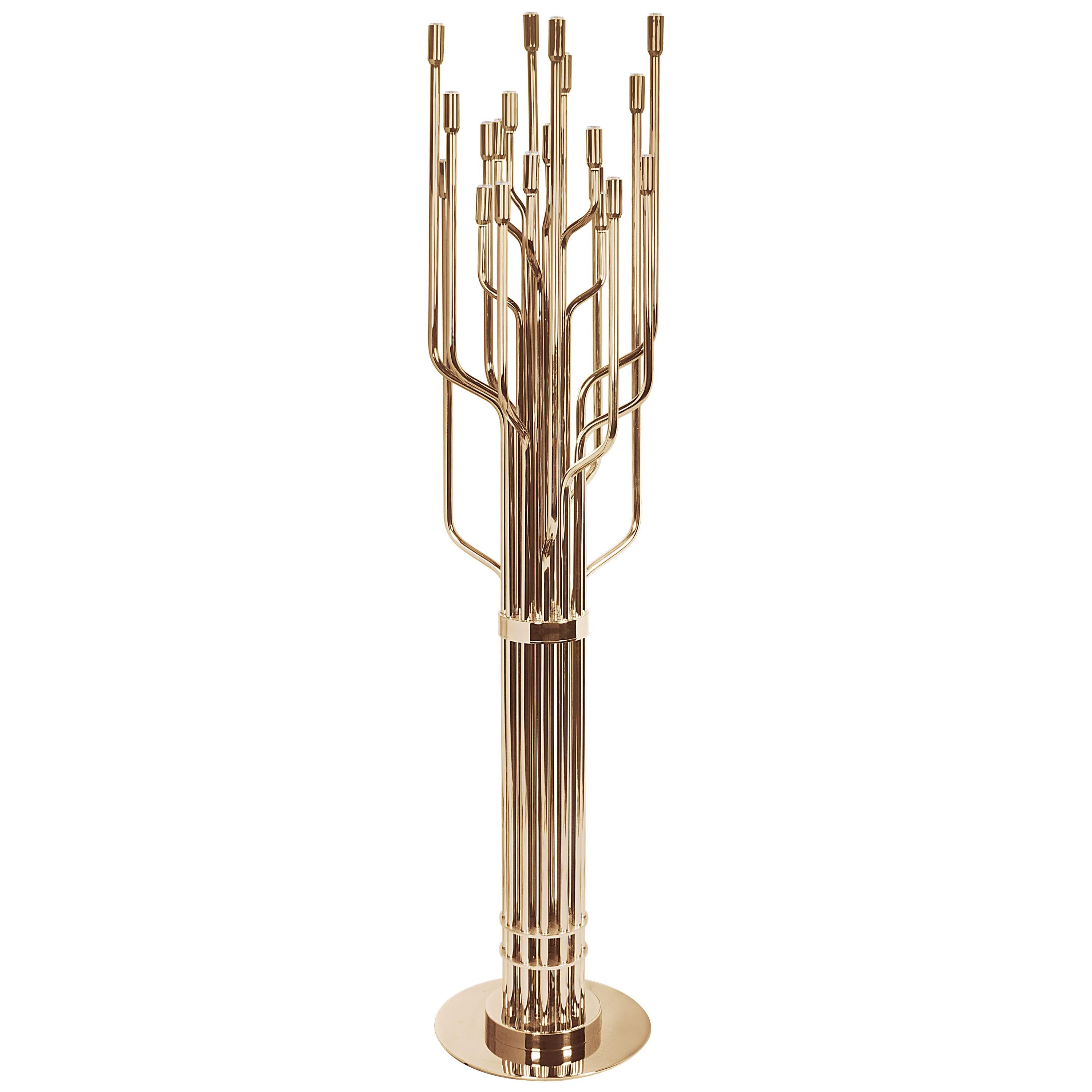 Janis Floor Lamp in Brass Detail For Sale