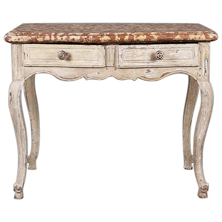 Marble-Topped Side Table For Sale