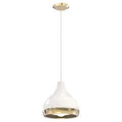 Hanna Pendant in White with Brass Detail