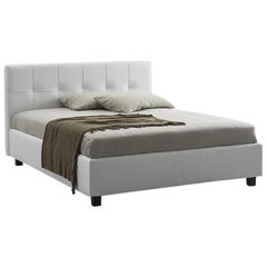 Modern Design King Size Bed with Headboard in Leather or Velvet