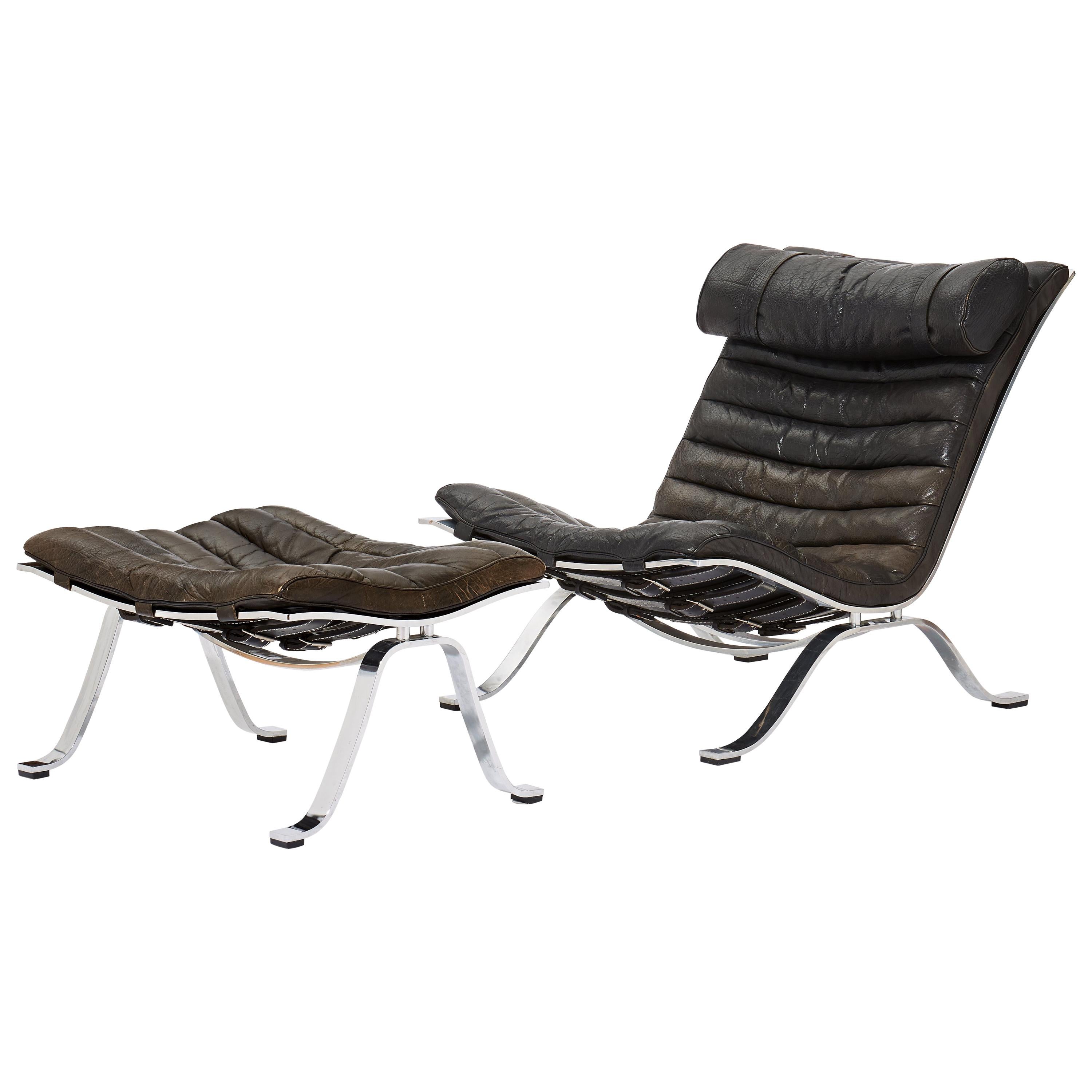 Arne Norell Ari Lounge Chair and Ottoman, 1970s, Sweden