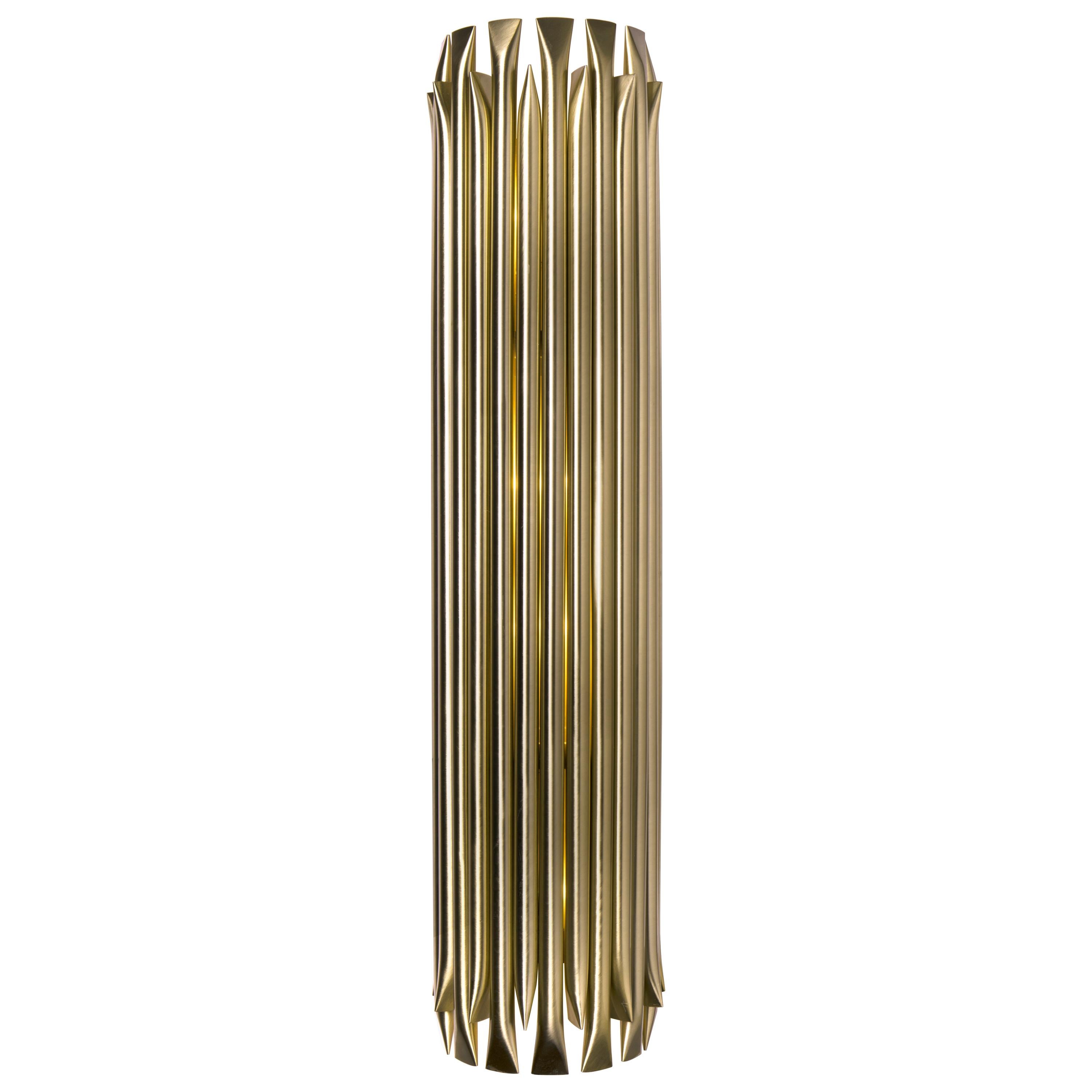 Matheny Large Wall Light in Brass with Brushed Nickel Finish For Sale