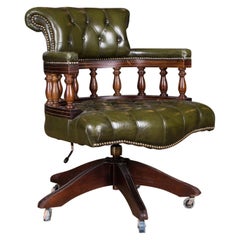 Classic English Chesterfield Office Chair Swivel and Tilt on Castors