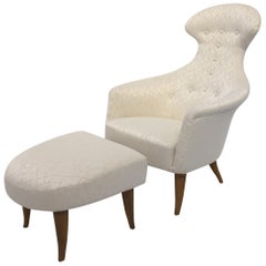 Big Eva Loundge Chair with Ottoman by Kerstin Hörlin Holmquist
