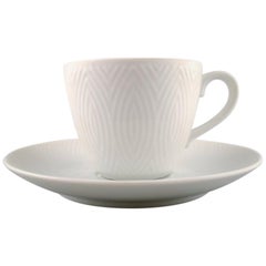 Royal Copenhagen Axel Salto Service, White Coffee Cup with Saucer, 4 Sets