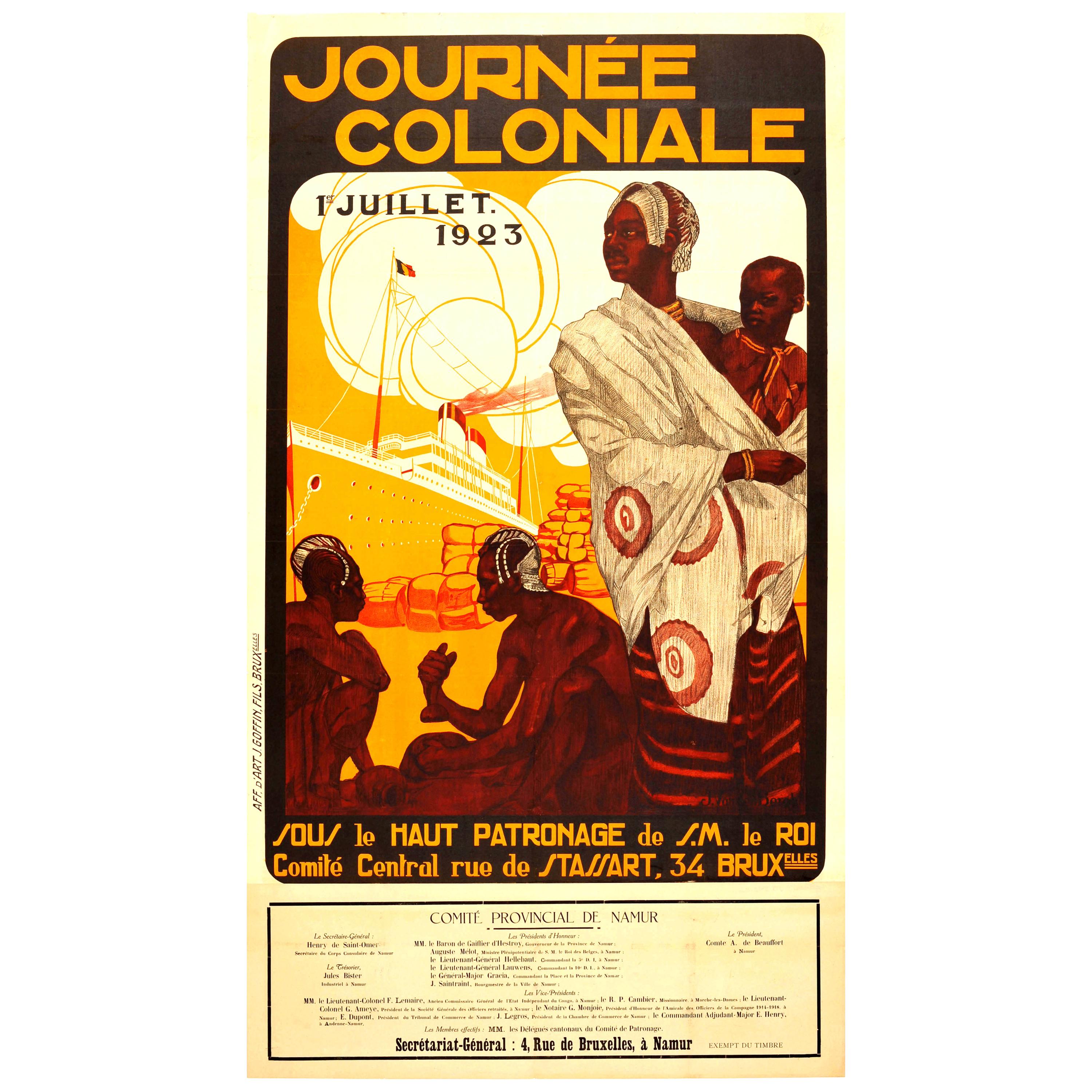 Original Vintage Journee Coloniale Poster Colonial Day Ft African Mother & Child