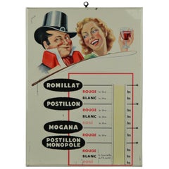 Vintage 1950s Tin Advertising Sign for Wine 