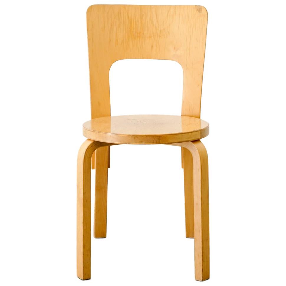 Wooden Chair Model 66, Alvar Aalto for Artek For Sale