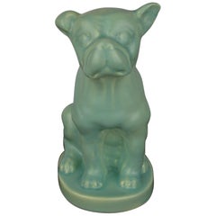 Vintage Eggshell Green Art Deco Porcelain Bulldog Figurine, 1930s