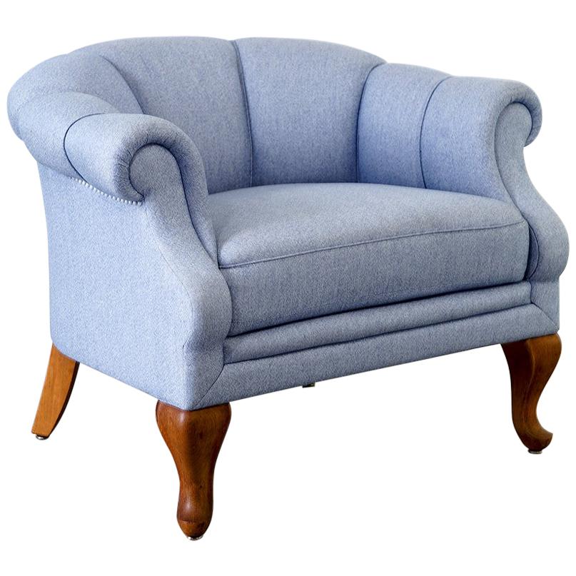 Upholstered Half-Round Armchair, Made in the 1940s For Sale