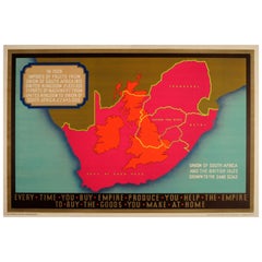 Original Vintage Empire Marketing Board Poster Ft Union of South Africa & UK Map