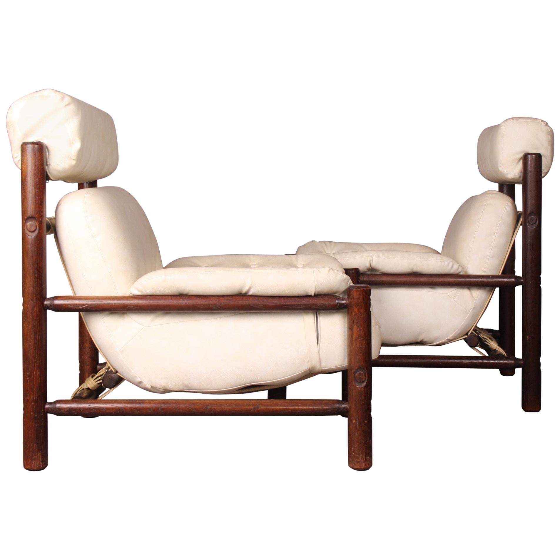 Pair of Wood and Faux Leather Armchairs
