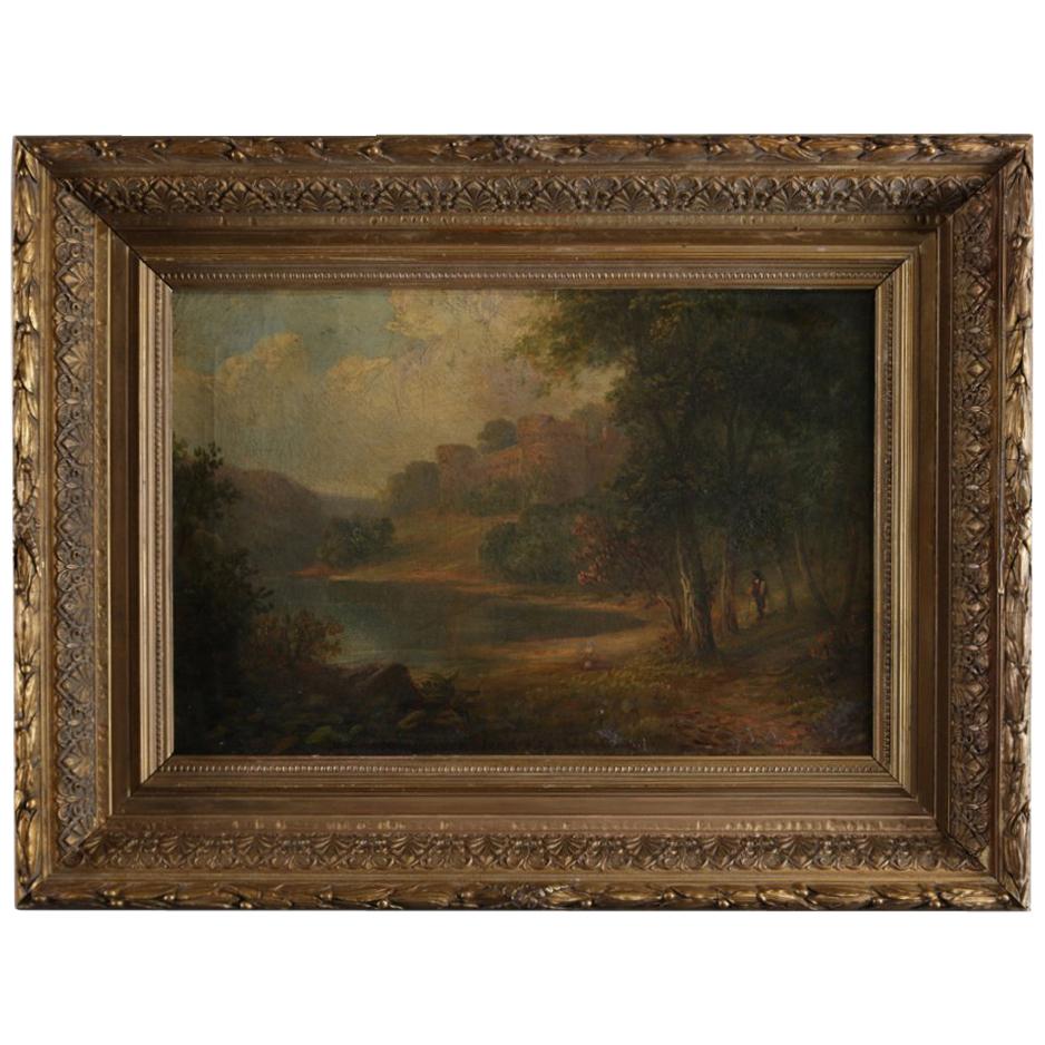Antique English Landscape Oil Painting by W. A. Currie, RA, 19th Century