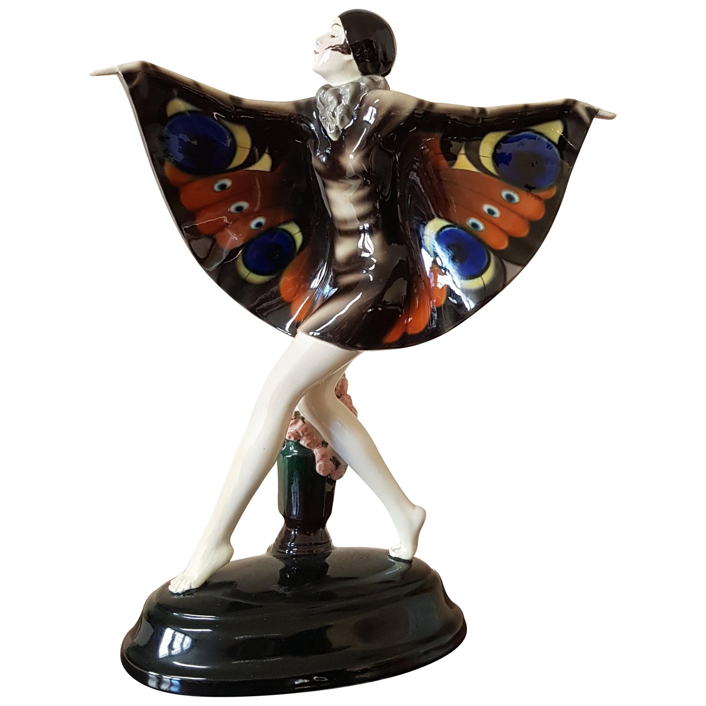 Goldscheider Lorenzl Josef Austria Art Nouveau Butterfly Ceramic Sculpture, 1922