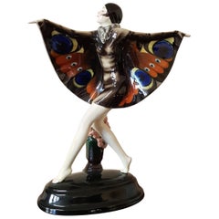 Goldscheider Lorenzl Josef Austria Art Nouveau Butterfly Ceramic Sculpture, 1922