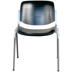 Set of Six Black Lacquered Castelli Dsc 106 Stacking Chairs by Giancarlo Piretti