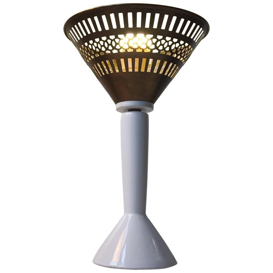 Rare Brass & Porcelain Table Lamp by Jo Hammerborg for Fog & Mørup, 1960s