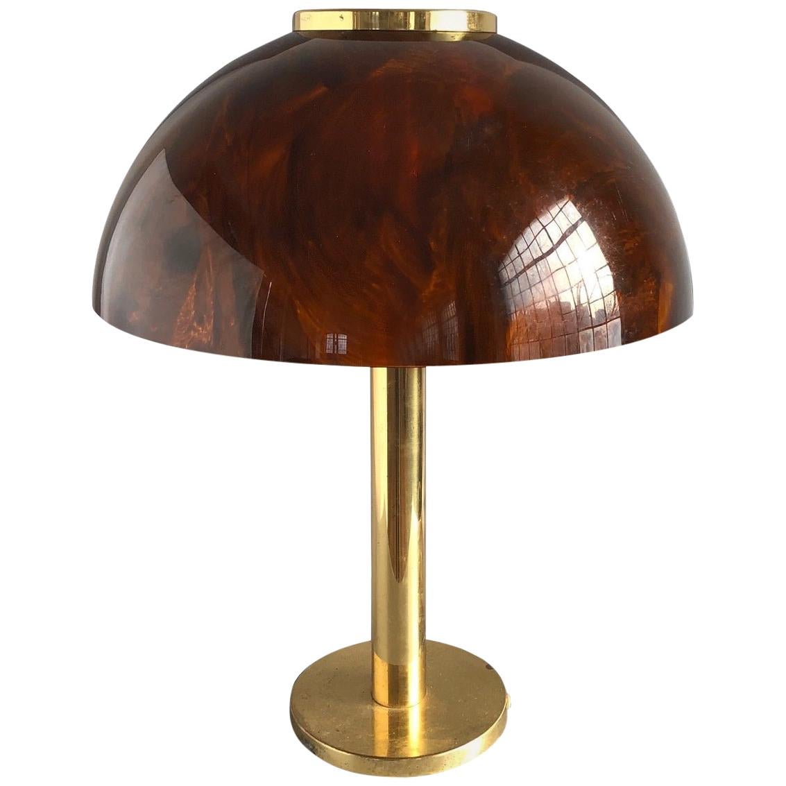 Dome Shade Brass Table Lamp, Germany, 1970s For Sale
