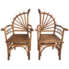 Decorative Pair of Antique Bamboo Chairs