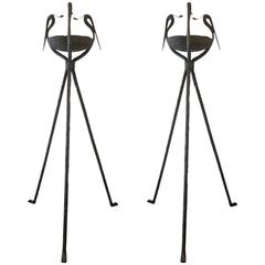 Extraordinary Pair of French 1940s Modern Neoclassical Torchieres 2