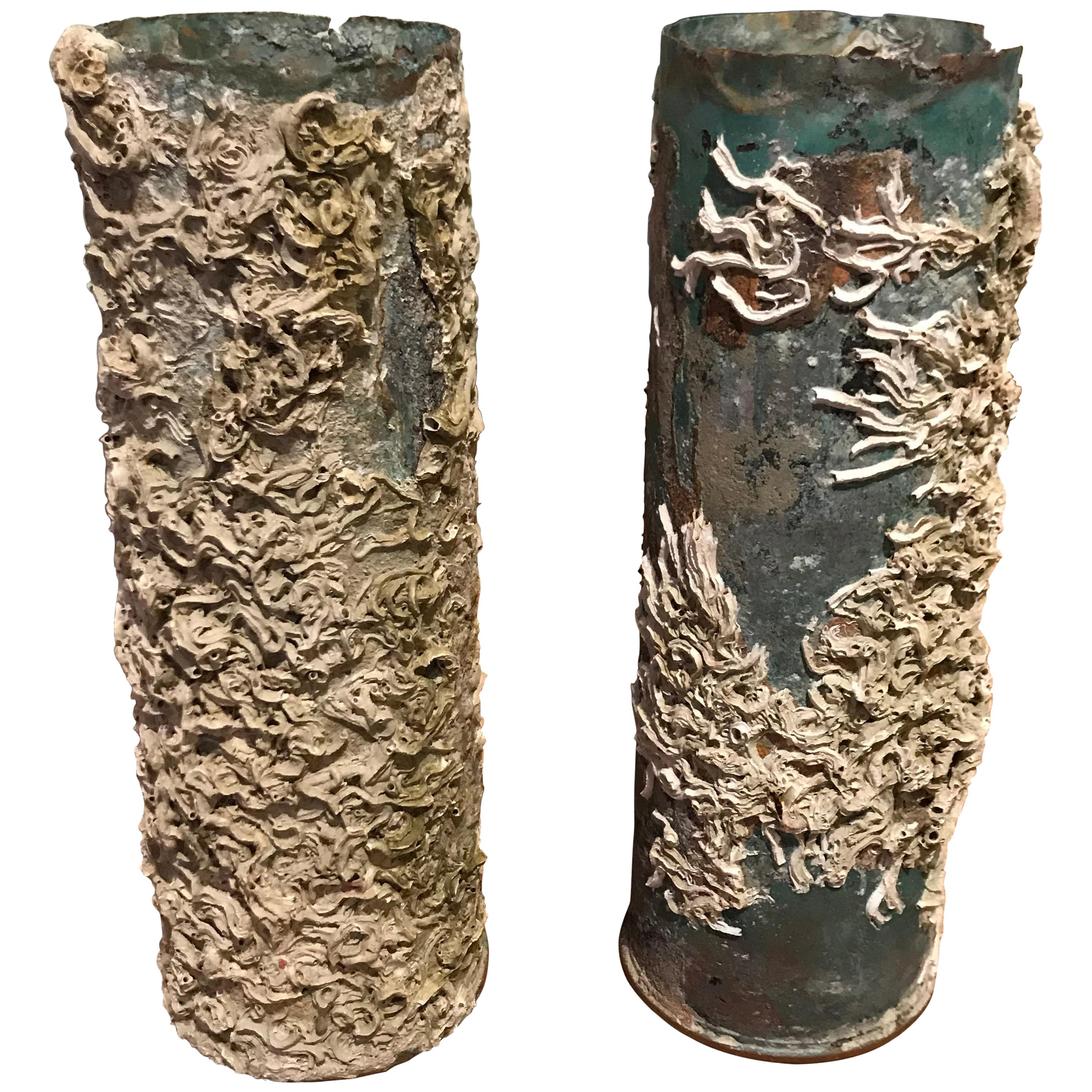 Barnacle Bronze Vases, Italy, 19th Century