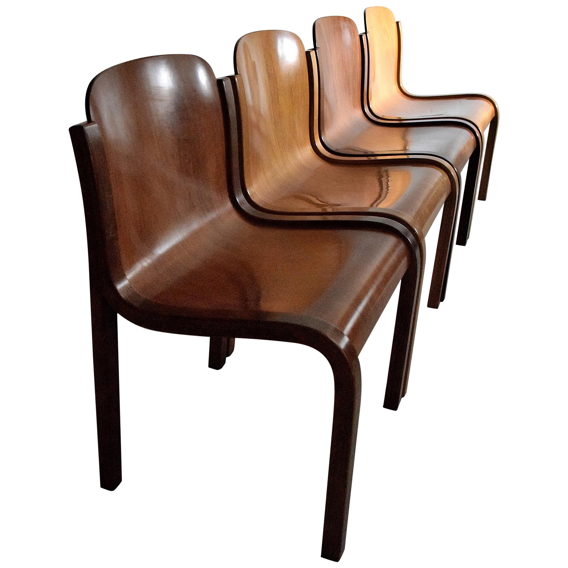 Italian Mid-Century Modern Curved Plywood Chairs by Carlo Bartoli