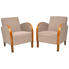 Pair of Swedish Art Deco Satin Birch Armchairs