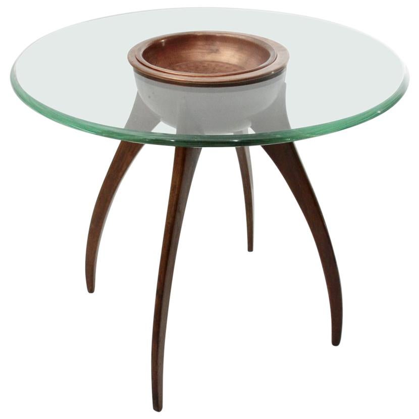Italian Midcentury Coffee Table with Copper Cup, 1940s