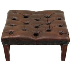 Chesterfield Stool Antique Chair Club Leather Couch Vintage