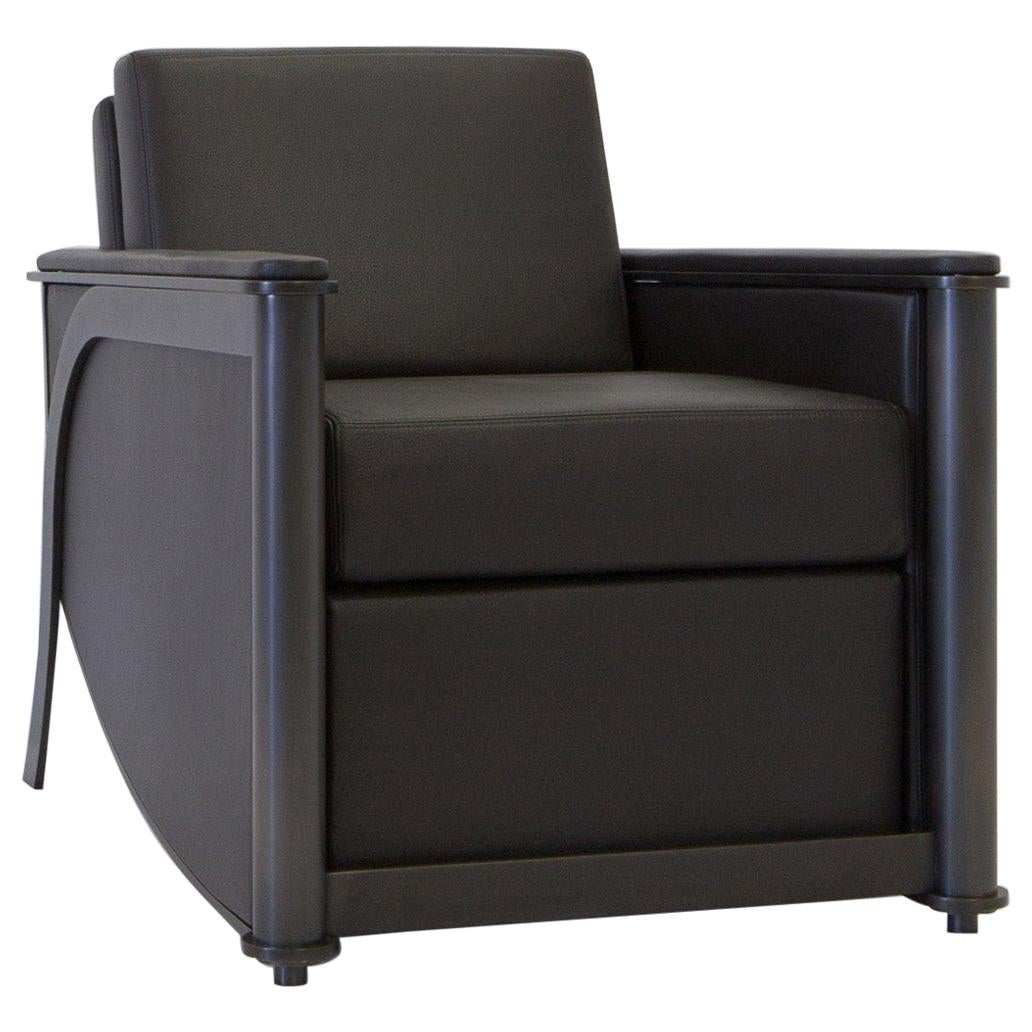 Constantine Club Chair with Leather Upholstered Back and Seat by Mark Zeff For Sale