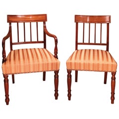 Antique Set of 10 Single and Two-Arm Regency Mahogany Dining Chairs