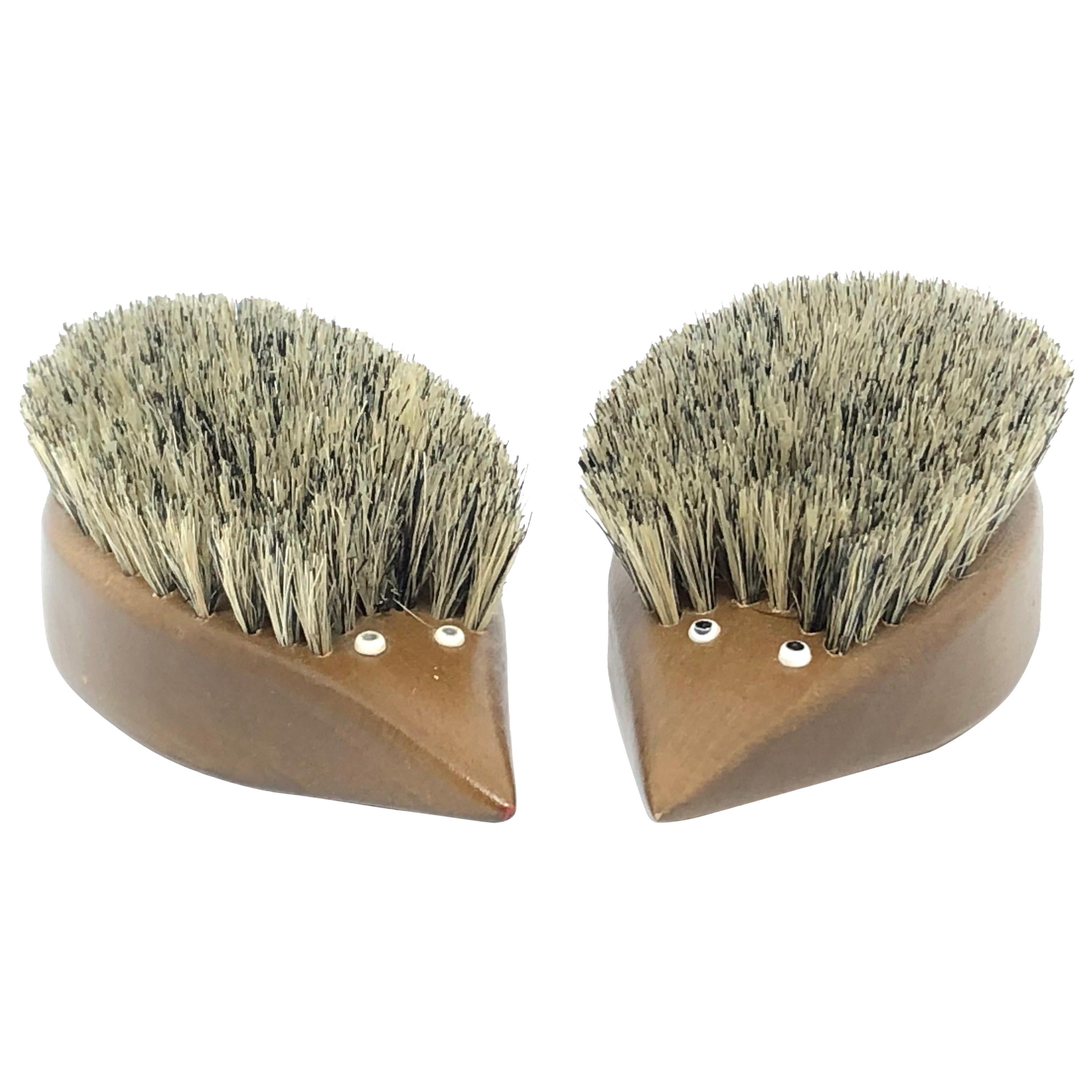 Two Hedgehog Brushes Teak Wood Danish Design, 1960s For Sale