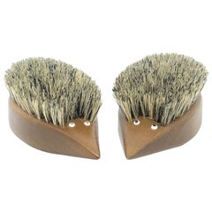 Two Hedgehog Brushes Teak Wood Danish Design, 1960s