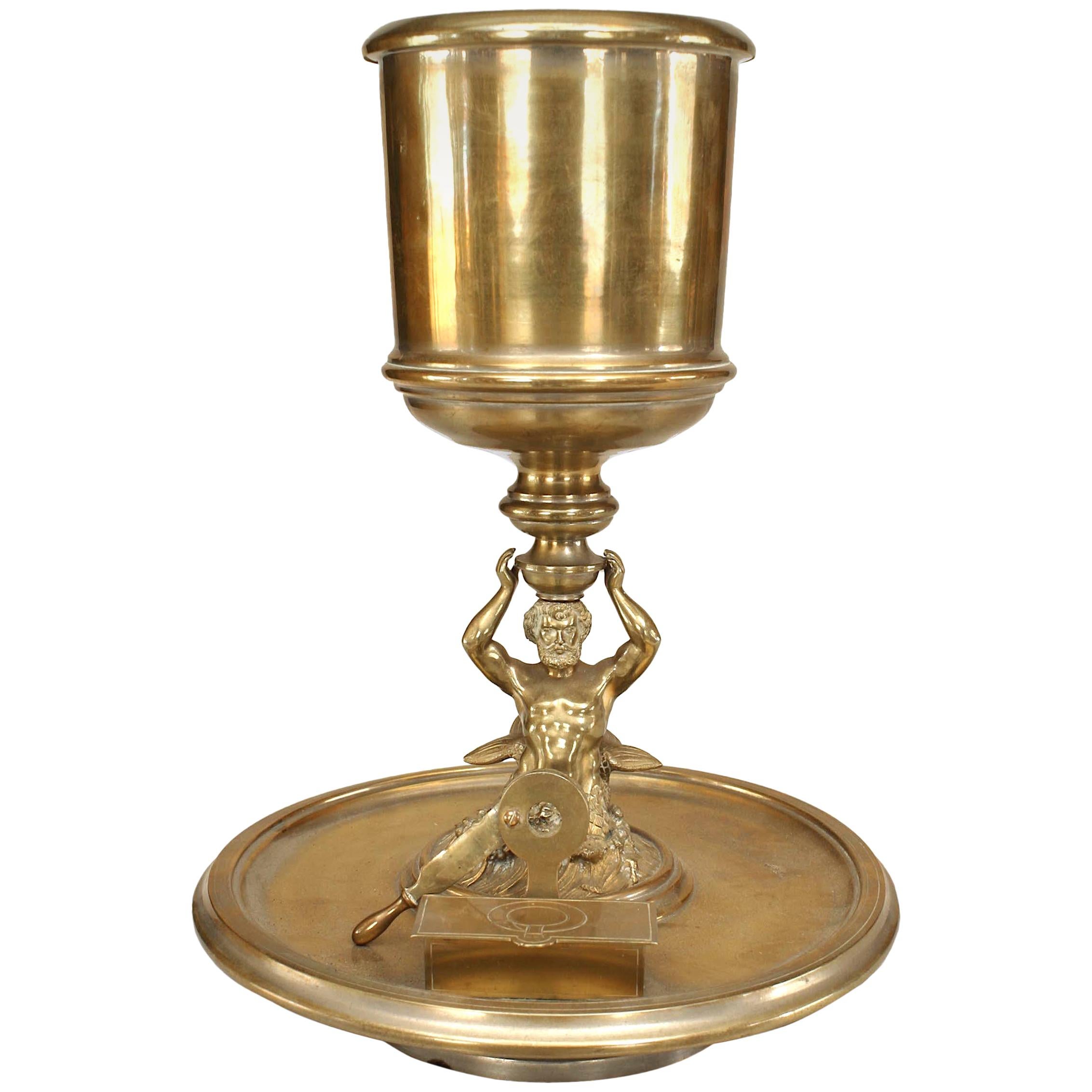 Englischer viktorianischer Humidor aus Bronze mit Vase
