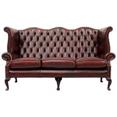 Chesterfield Sofa Leather Antique Vintage Couch English Chippendale