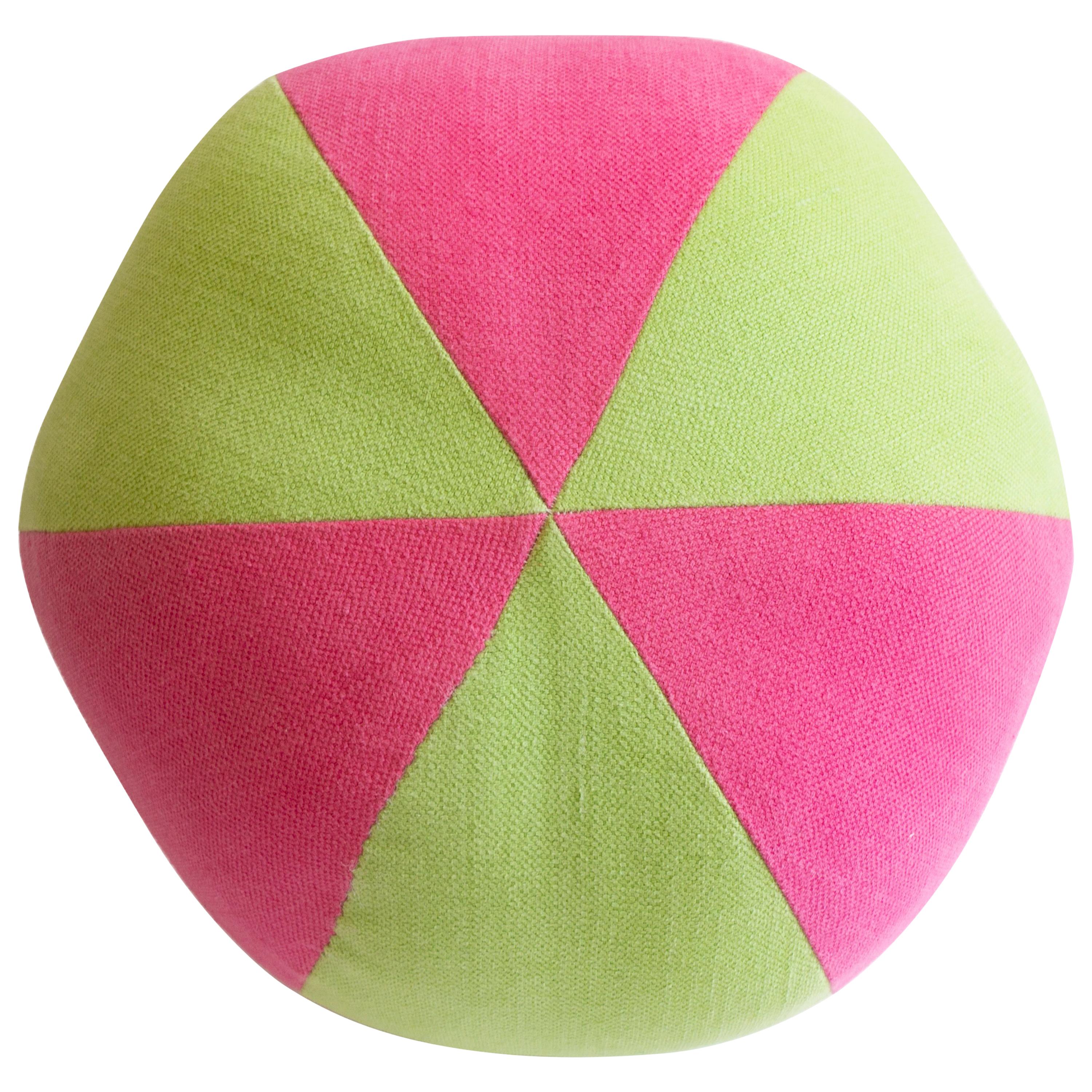 Pink and Green Beach Ball Round Pillow