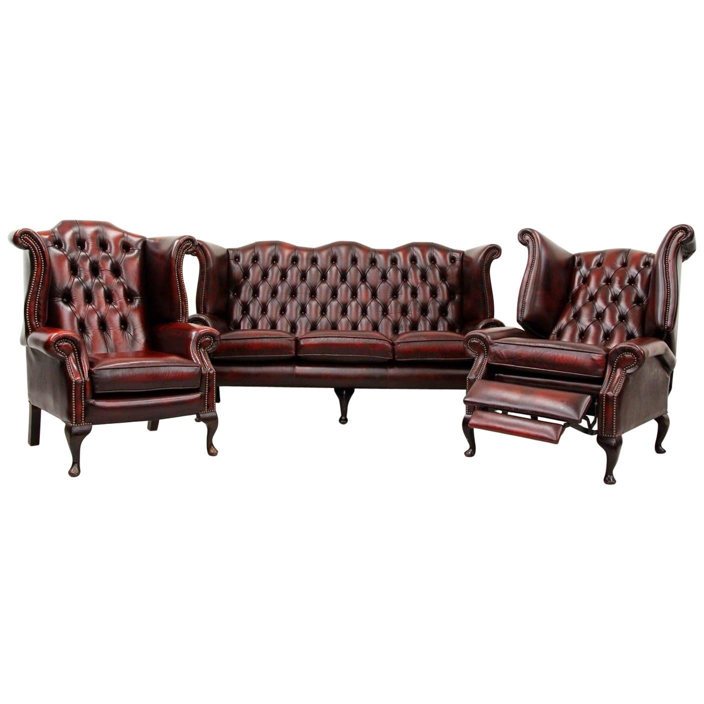 Chesterfield Sofa Armchair Leather Antique Wing Chair TV Armchair For Sale