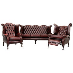 Chesterfield Sofa Armchair Leather Retro Wing Chair TV Armchair