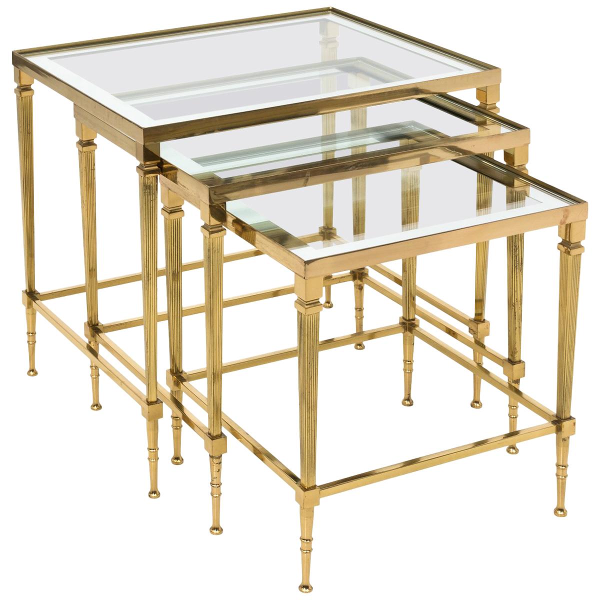 Set of Brass Nesting Tables, circa 1970s